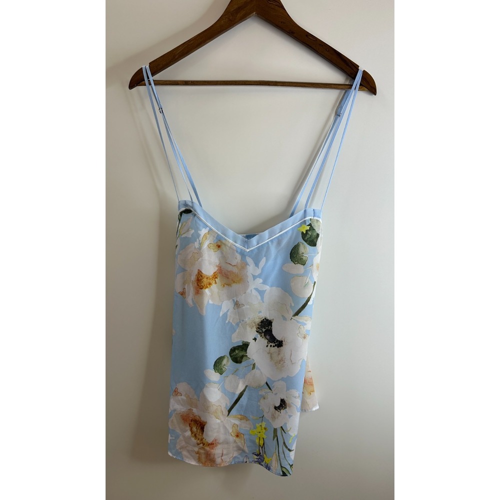 B by Ted Baker Floral Pajama Cami Top Blue Size 16 Strappy Sleepwear PF Satin - Picture 3 of 11